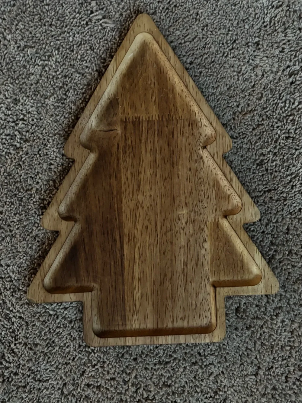 Wooden Christmas Tree Serving Tray - Natural Brown